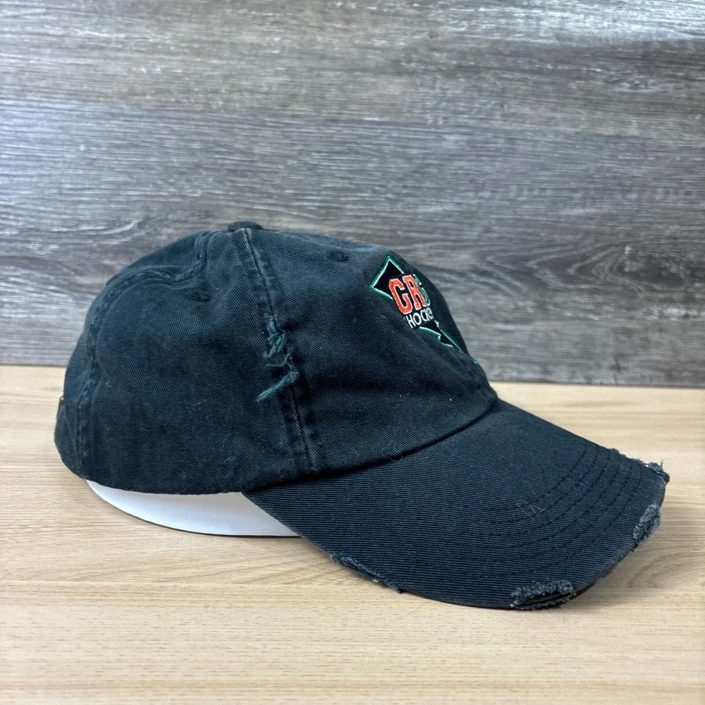 Grand Rapids Griffins Hat Cap Strap Back Womens Black Distressed‎ Adjustable